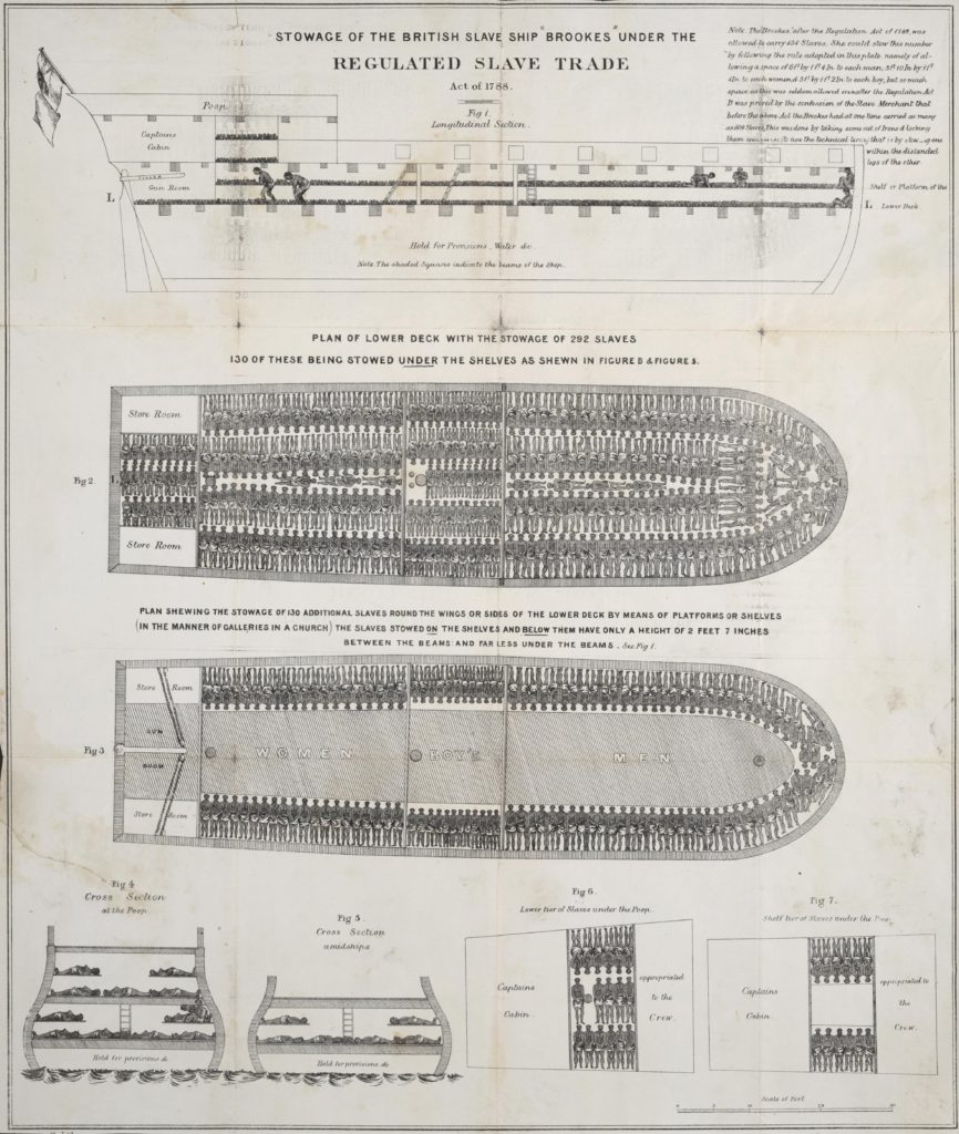Stowage of the British slave ship Brookes under the regulated slave trade act of 1788