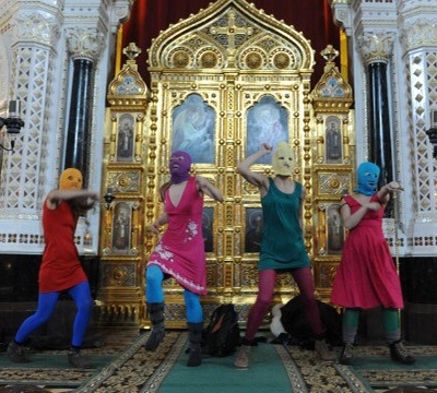 Pussy Riot in Christ the Saviour Cathedral. Photography by Mitya Aleshkovsky