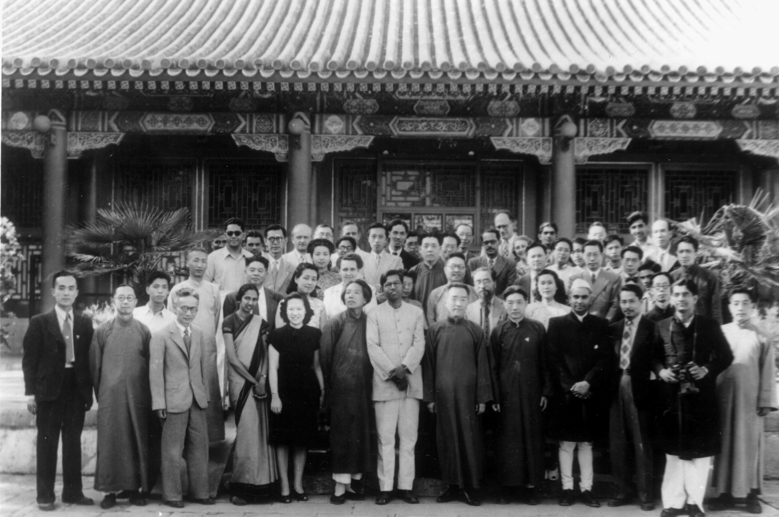 Empson (second row, right of center) with colleagues and guests at Peking University