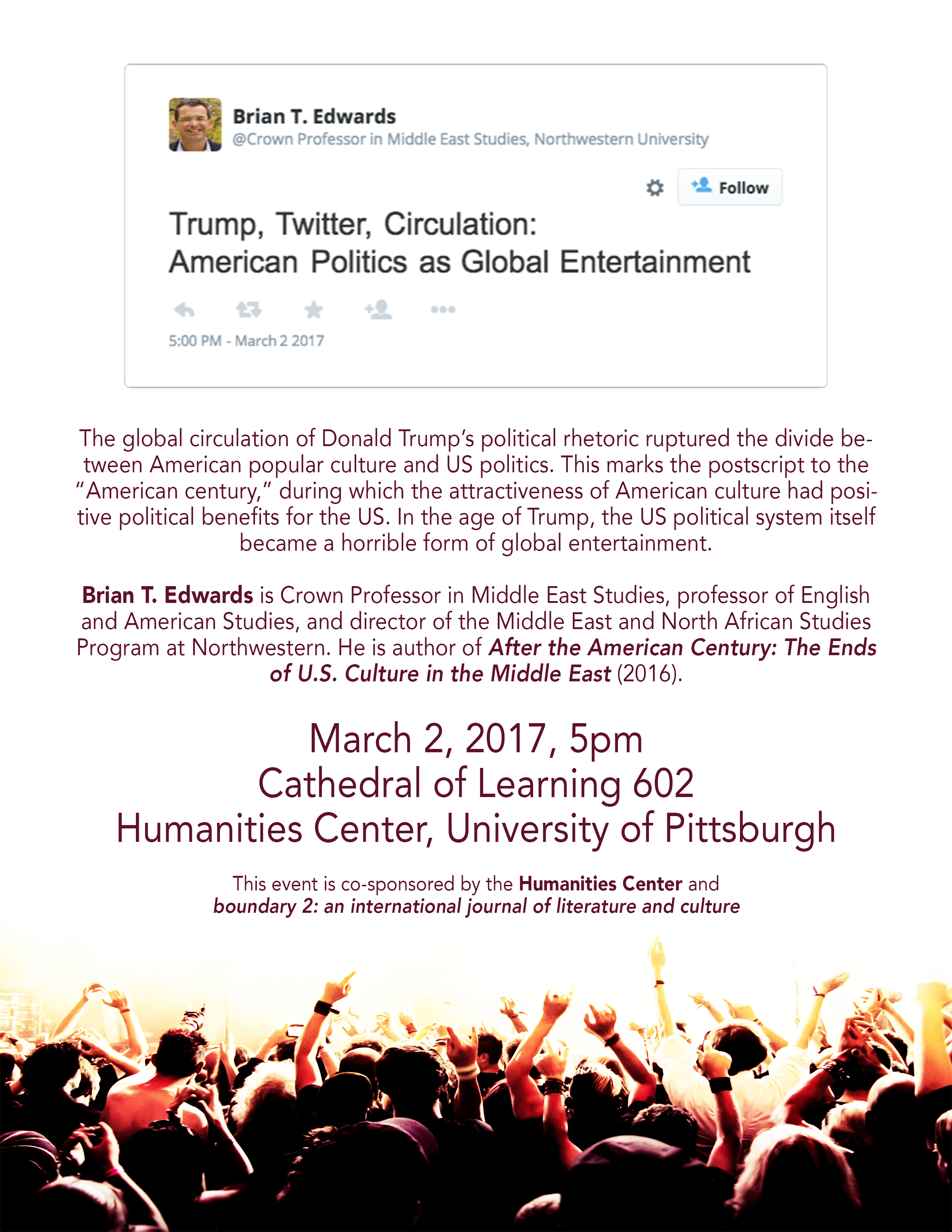 March 2: Brian T. Edwards — Trump, Twitter, Circulation