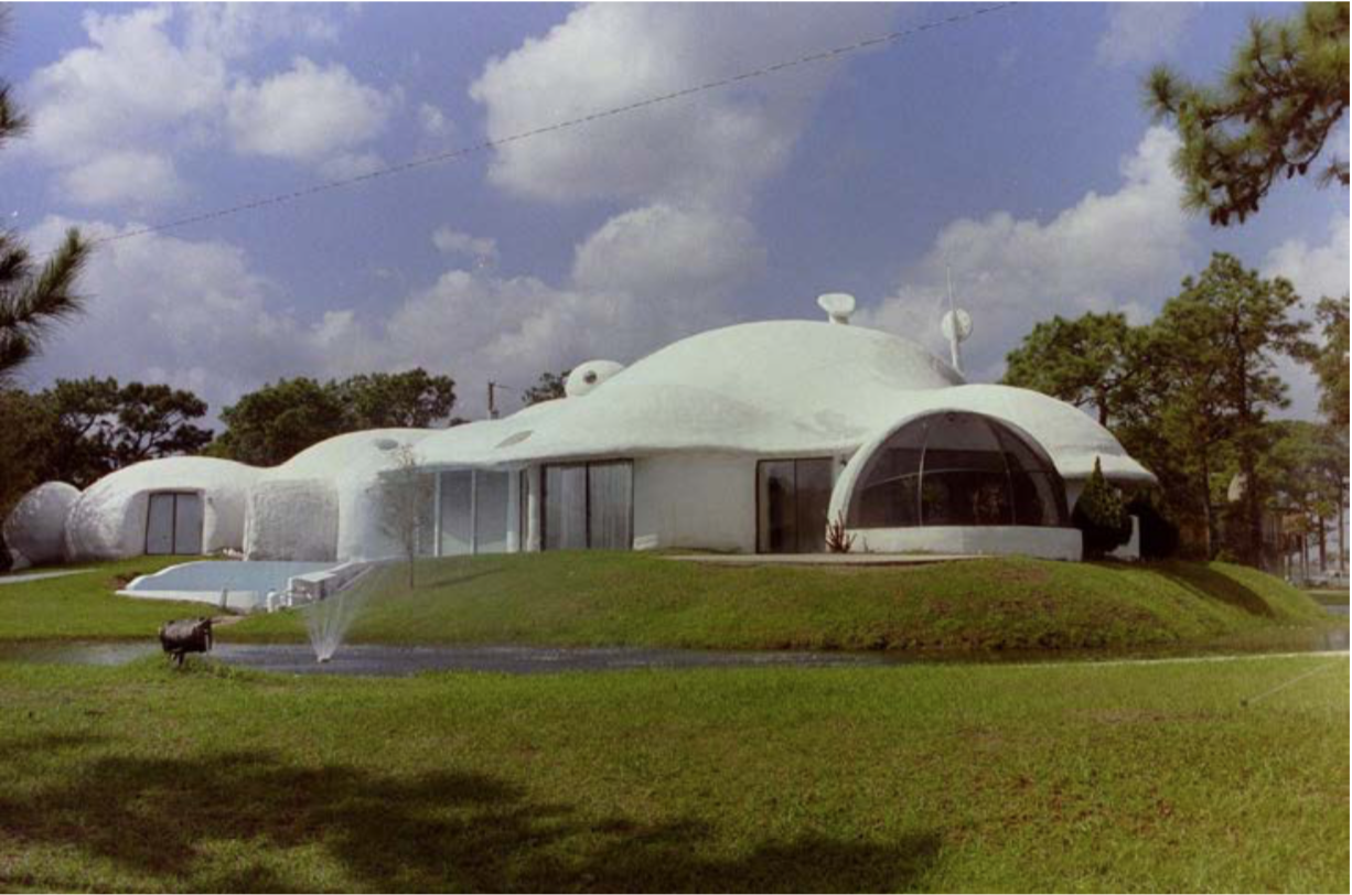 Figure 7. One of several foam futuristic dome structures known as “Xanadu House of Tomorrow” located in tourist destinations across the United States from 1980 until the mid-1990s; this one was located in Kissimmee, Florida. Photo credit: Wollewoox, under Attribution-Share Alike 4.0 International license.