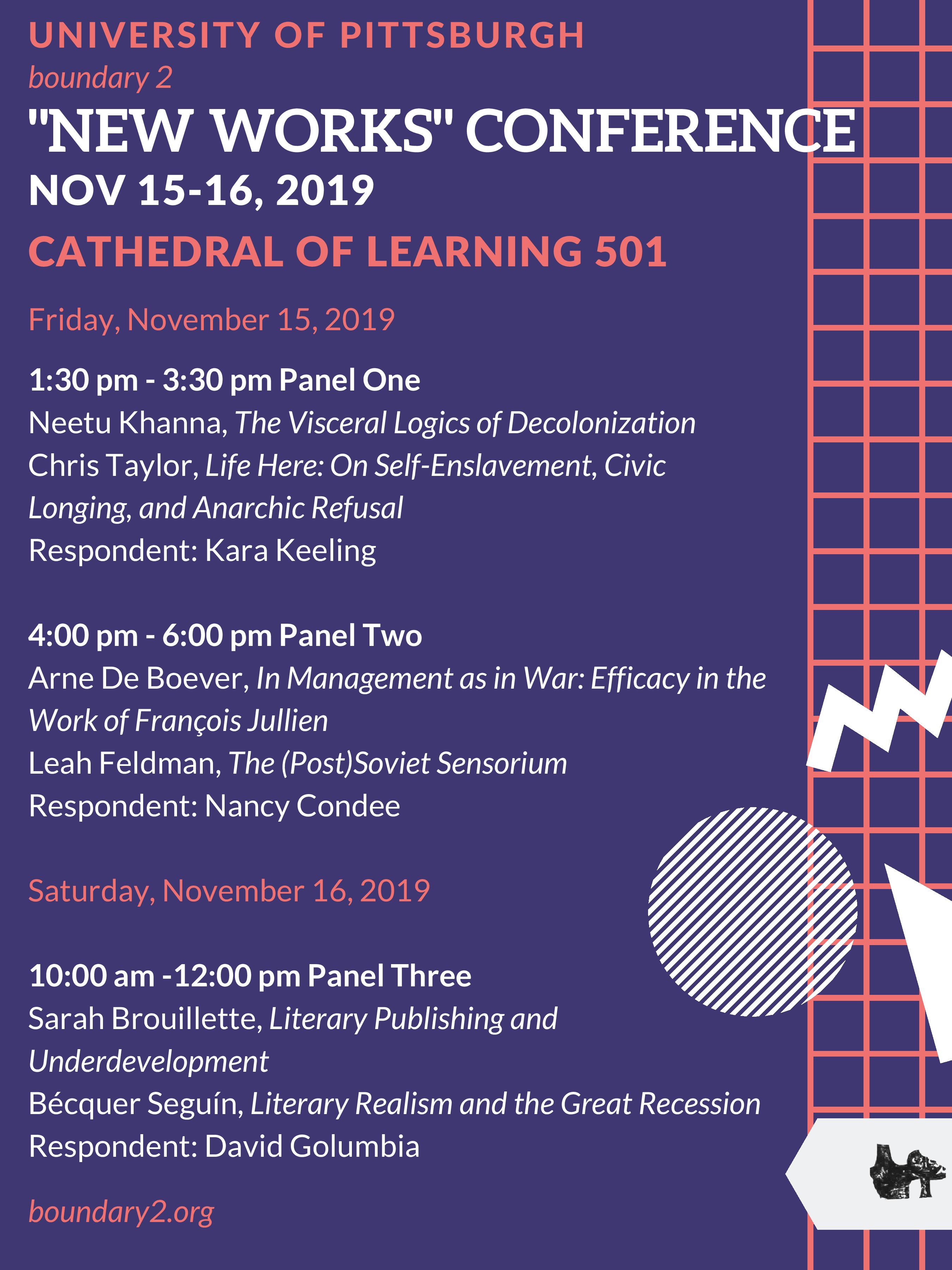 New Works: boundary 2 Fall 2019 Conference