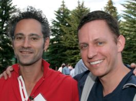 Alex Karp and Peter Thiel at the Sun Valley conference in 2009